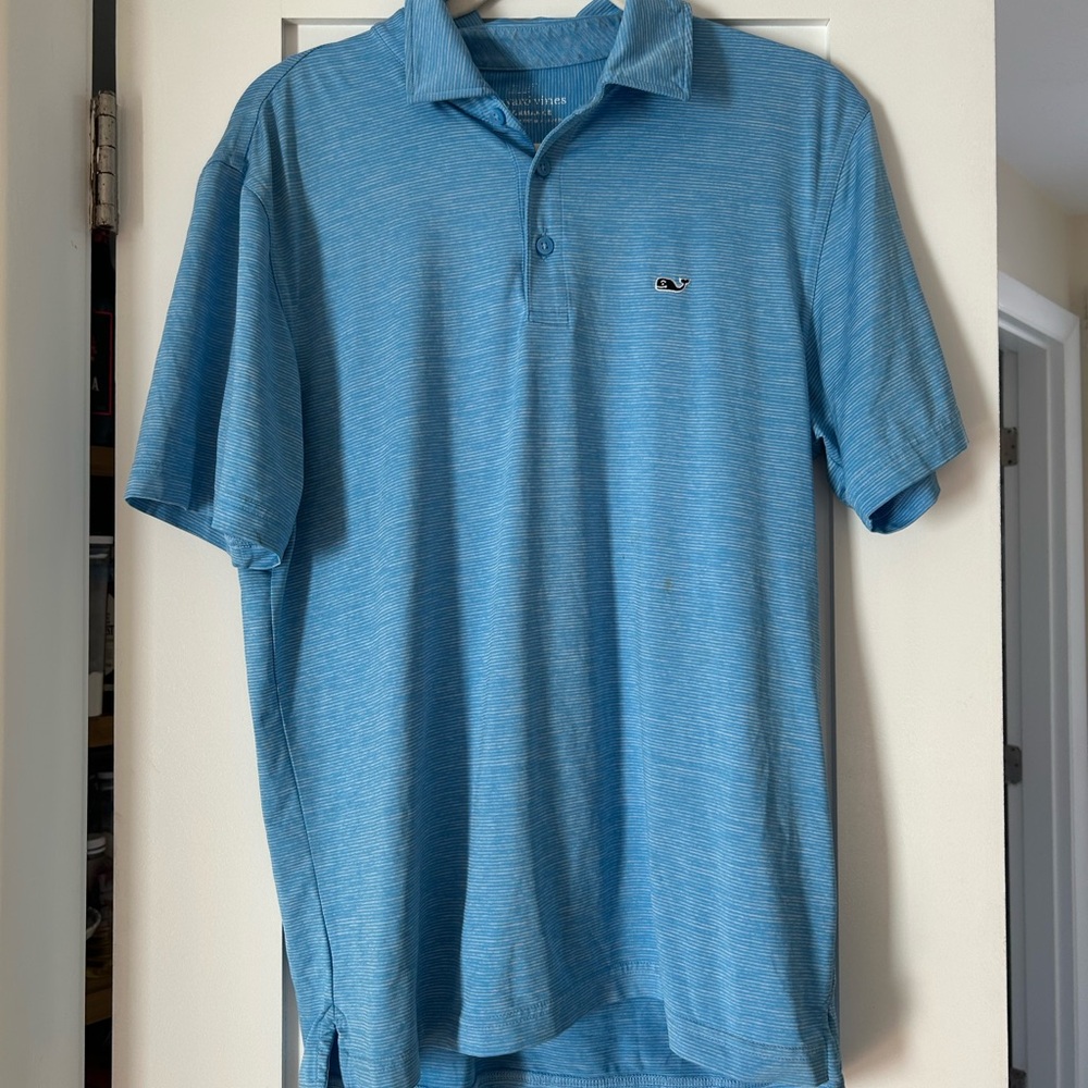 Vineyard Vines Men's Blue Performance Heather Polo Shirt